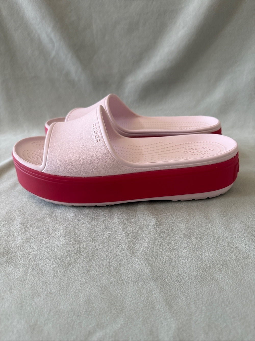 Crocs Crocband Platform Slide Sandal Women's Barely Pink/Pepper Size 10